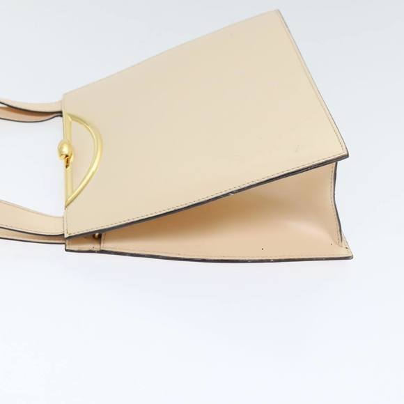 CELINE Hand Bag Leather 2way Cream Gold Auth 91296 - Picture 4 of 16